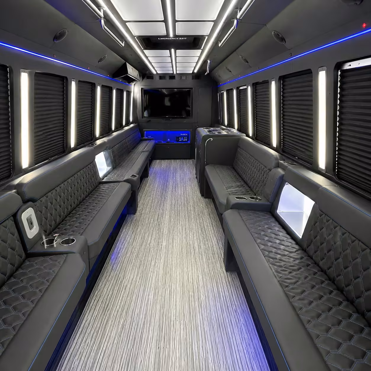 40 passenger party bus interior
